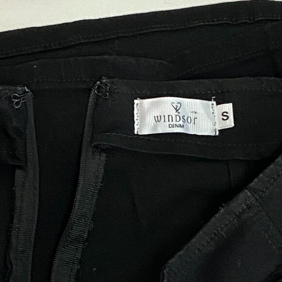 Windsor Denim Bodycon Stretchy Side Buckle & Slit Pencil Mini Skirt Black S - Picture 7 of 9
